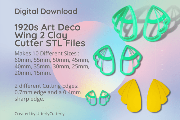 1920s Wing 2 Clay Cutter - Art Deco Shape: Digital Precision for Modern Makers
