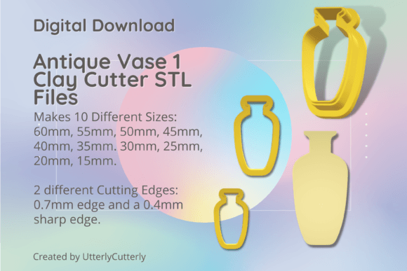 Antique Vase 1 Clay Cutter - STL Digital: Elevating Polymer Clay and Cookie Designs