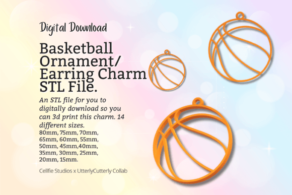 Basketball Charm STL: 14 Sizes for DIY Jewelry