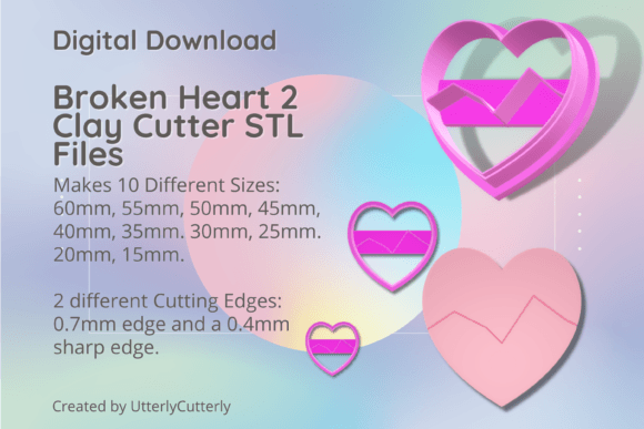 Broken Heart 2 Clay Cutter: Anti-Valentine STL Files for Custom Creations