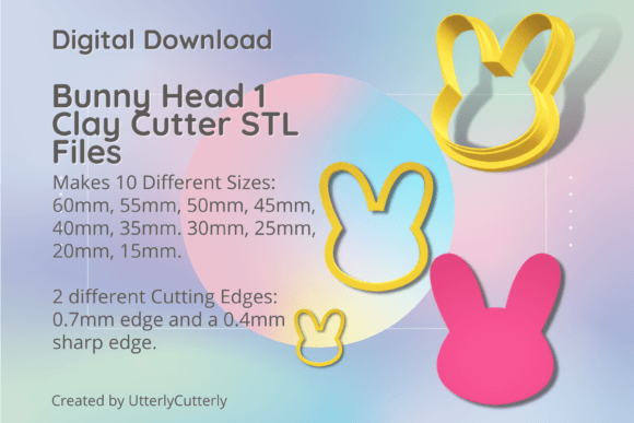 Bunny Head 1 Clay Cutter - Rabbit Easter: Digital STL Files for Custom Creations