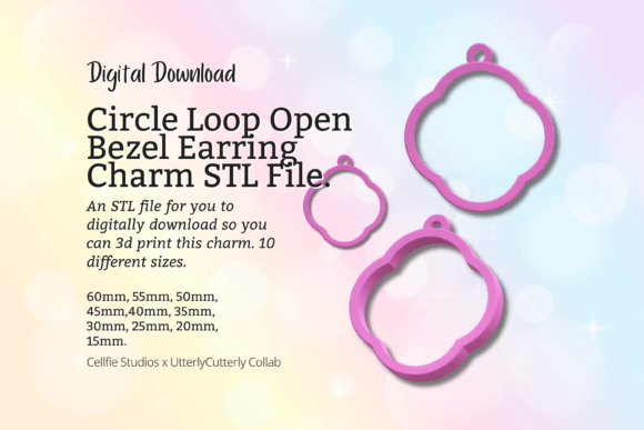 Circle Loop Open Back Bezel 2 Earring Ch STL