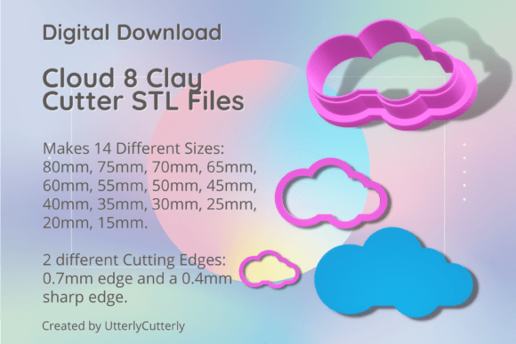 Cloud 8 Clay Cutter Rain STL Digital Files