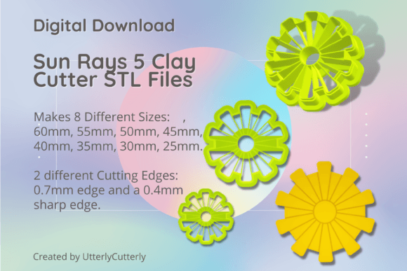 Elevating Polymer Clay and Cookie Design with the Sun Rays 5 Clay Cutter - Celestial STL D