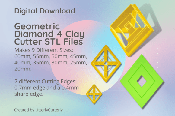 Geometric Diamond 4 Clay Cutter - Mid Ce: Precision Digital Tools for Modern Makers