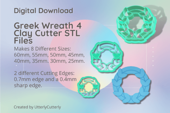 Greek Wreath 4 Clay Cutter: Botanical STL Files