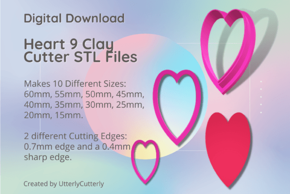 Heart 9 Clay Cutter - Valentines Love ST: Evaluating Digital STL Options for Polymer Clay and Baking