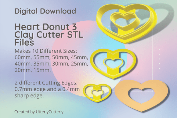 Heart Donut 3 Clay Cutter: Valentine's STL Bundle