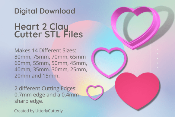 Heart Shape 2 Clay Cutter Basic STL Files
