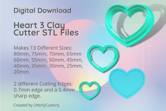 Heart Shape 3 Clay Cutter - Basic STL Di: Versatile Digital Designs for Makers