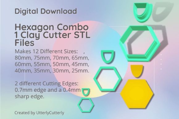 Hexagon Combo 1 Clay Cutter - Geometric: Evaluating Digital STL Options for Polymer Clay and Baking