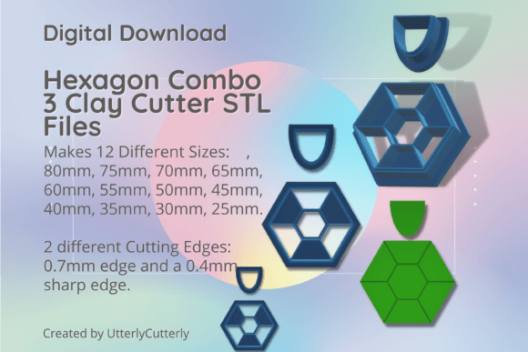 Hexagon Combo 3 Clay Cutter - Geometric STL Evaluation