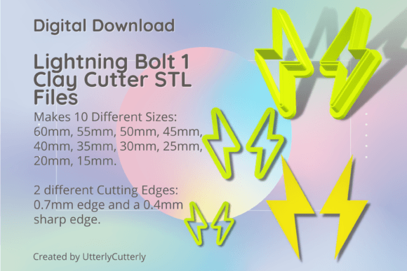 Lightning Bolt 1 Clay Cutter - STL Digit: Versatile Sizing for Polymer Clay and Baking