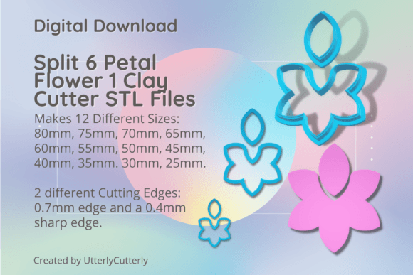 Mastering Floral Clay Art with the Split 6 Petal Flower 1 Clay Cutter STL Bundle