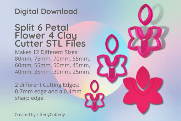 Mastering Floral Clay Art with the Split 6 Petal Flower 4 Clay Cutter STL Bundle