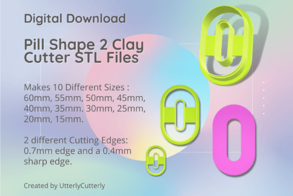 Pill Shape 2 Clay Cutter Donut STL Files