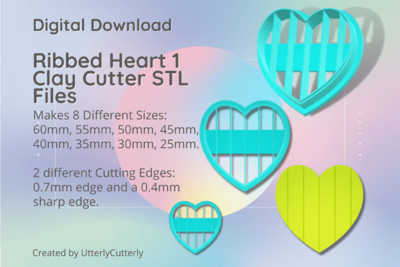 Ribbed Heart 1 Clay Cutter - Valentines STL Evaluation