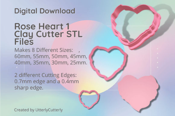 Rose Heart 1 Clay Cutter - Valentines Lo: Digital STL Files for Custom Creations