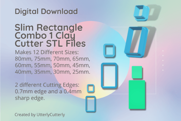 Slim Rectangle Combo 1 Geo Clay Cutter STL Files