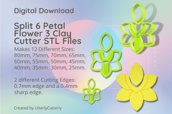 Split 6 Petal Flower Clay Cutter STL Guide