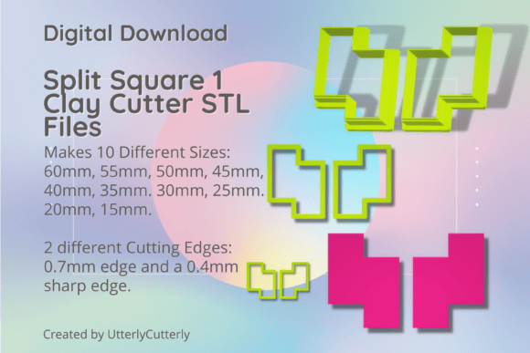 Split Square 1 Clay Cutter STL Digital Download