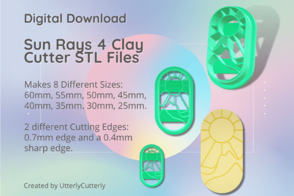 Sun Rays 4 Clay Cutter - Celestial STL D: Evaluating Digital Versatility for Polymer Clay and Baking