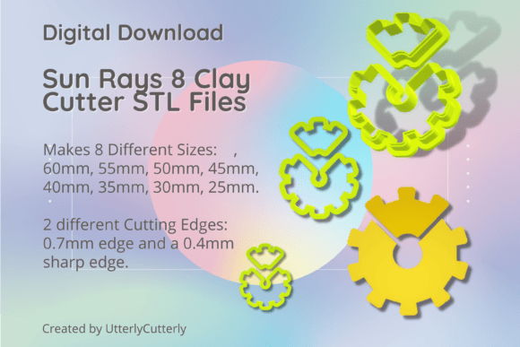 Sun Rays 8 Celestial STL: Mid-Century Clay Cutters