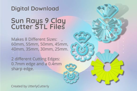 Sun Rays 9 Clay Cutter - Celestial STL D: Digital Designs for Makers