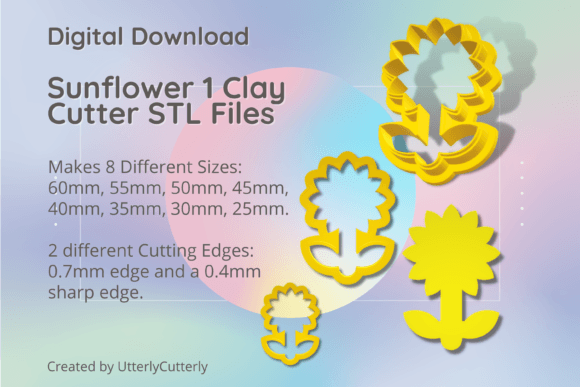 Sunflower 1 Clay Cutter - Summer STL Digital Download Guide