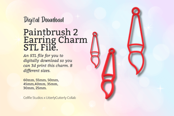 The Paintbrush Earring 2 Charm STL File - Di: Bridging Creative Expression and Digital Manufacturing