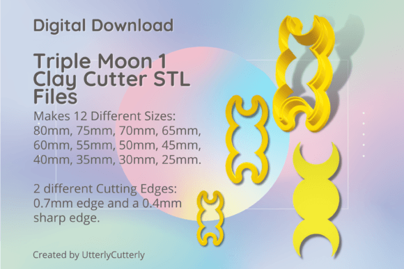 Triple Moon 1 Clay Cutter: Celestial Go STL Files