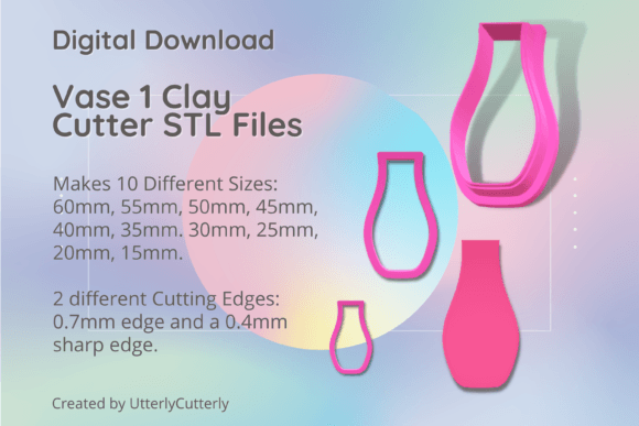 Vase 1 Clay Cutter - STL Digital File: Elevating Your Polymer Clay and Cookie Designs