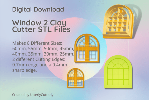 Window 2 Arch Clay Cutter STL Digital Download