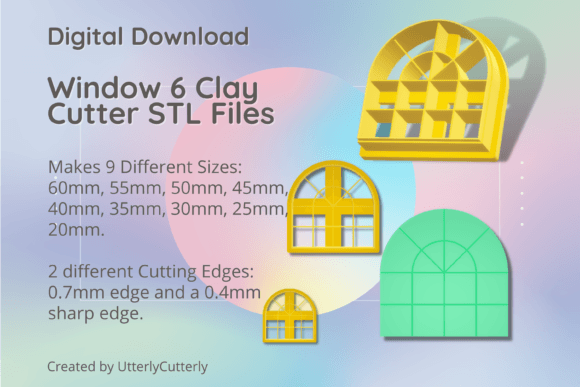 Window 6 Arch Clay Cutter STL Digital Files